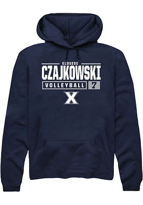 Elouise Czajkowski  Rally Xavier Musketeers Mens Navy Blue NIL Stacked Box Long Sleeve Hoodie