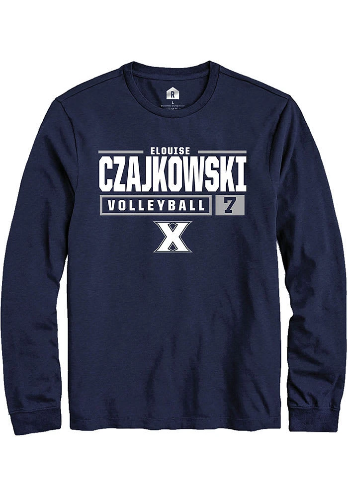 Elouise Czajkowski  Xavier Musketeers Navy Blue Rally NIL Stacked Box Long Sleeve T Shirt