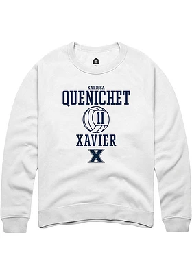 Karissa Quenichet  Rally Xavier Musketeers Mens White NIL Sport Icon Long Sleeve Crew Sweatshirt