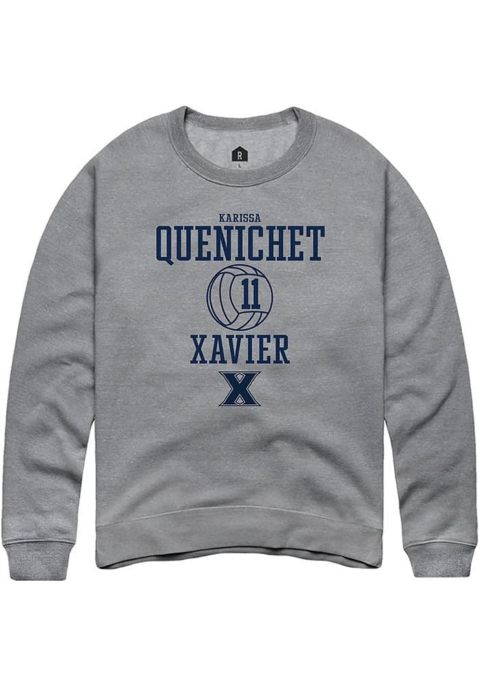 Karissa Quenichet  Rally Xavier Musketeers Mens Graphite NIL Sport Icon Long Sleeve Crew Sweatsh..