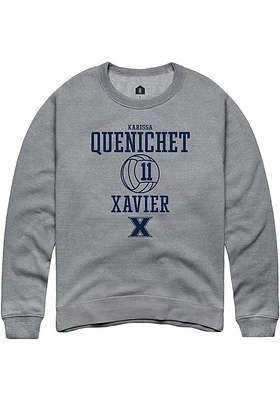 Karissa Quenichet  Rally Xavier Musketeers Mens Graphite NIL Sport Icon Long Sleeve Crew Sweatsh..