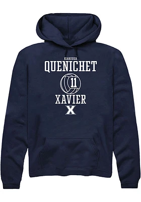 Karissa Quenichet  Rally Xavier Musketeers Mens Navy Blue NIL Sport Icon Long Sleeve Hoodie