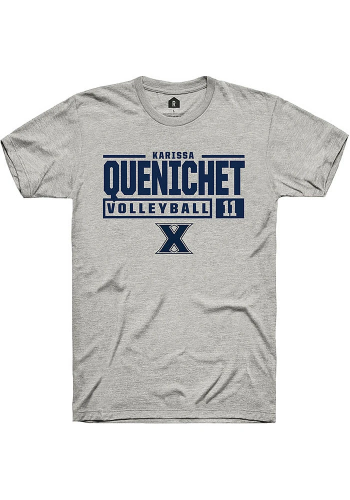 Karissa Quenichet  Xavier Musketeers Ash Rally NIL Stacked Box Short Sleeve T Shirt