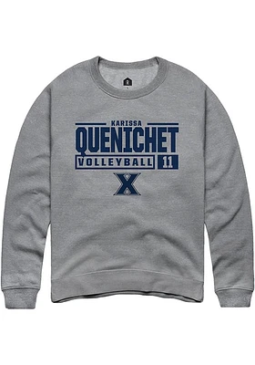 Karissa Quenichet  Rally Xavier Musketeers Mens Graphite NIL Stacked Box Long Sleeve Crew Sweats..