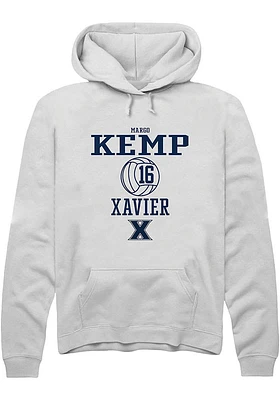 Margo Kemp  Rally Xavier Musketeers Mens White NIL Sport Icon Long Sleeve Hoodie