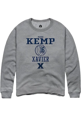 Margo Kemp  Rally Xavier Musketeers Mens Graphite NIL Sport Icon Long Sleeve Crew Sweatshirt