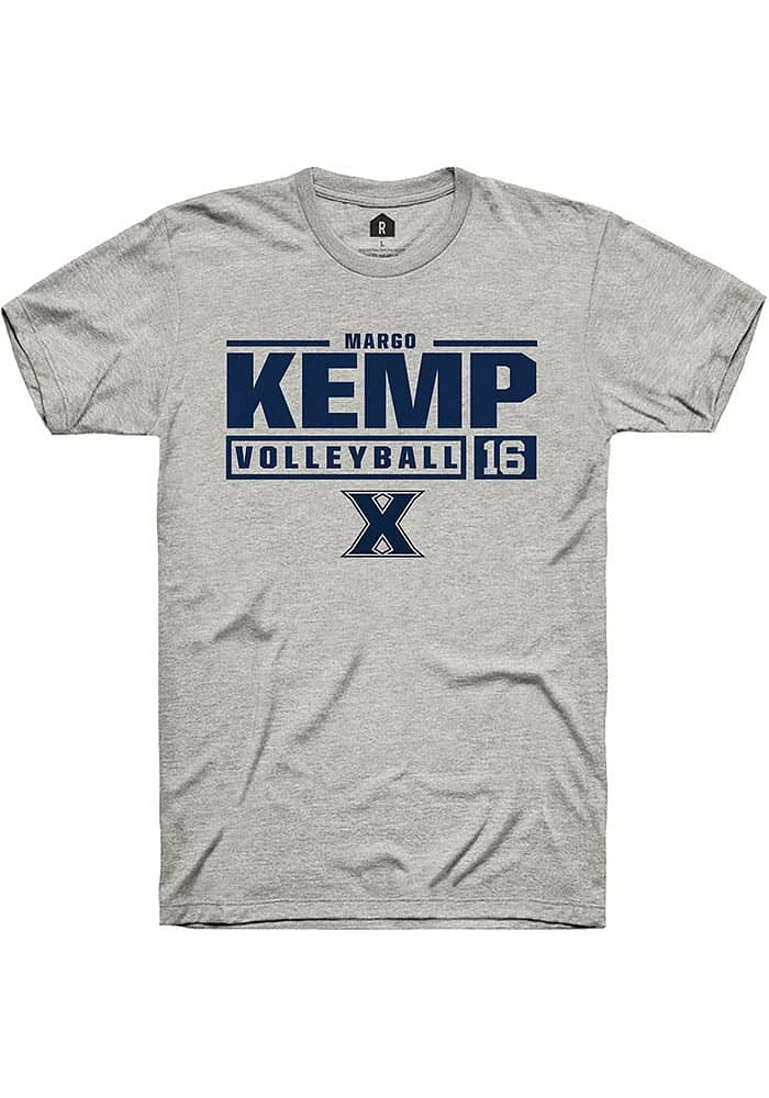 Margo Kemp  Xavier Musketeers Ash Rally NIL Stacked Box Short Sleeve T Shirt