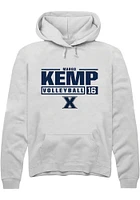 Margo Kemp  Rally Xavier Musketeers Mens White NIL Stacked Box Long Sleeve Hoodie