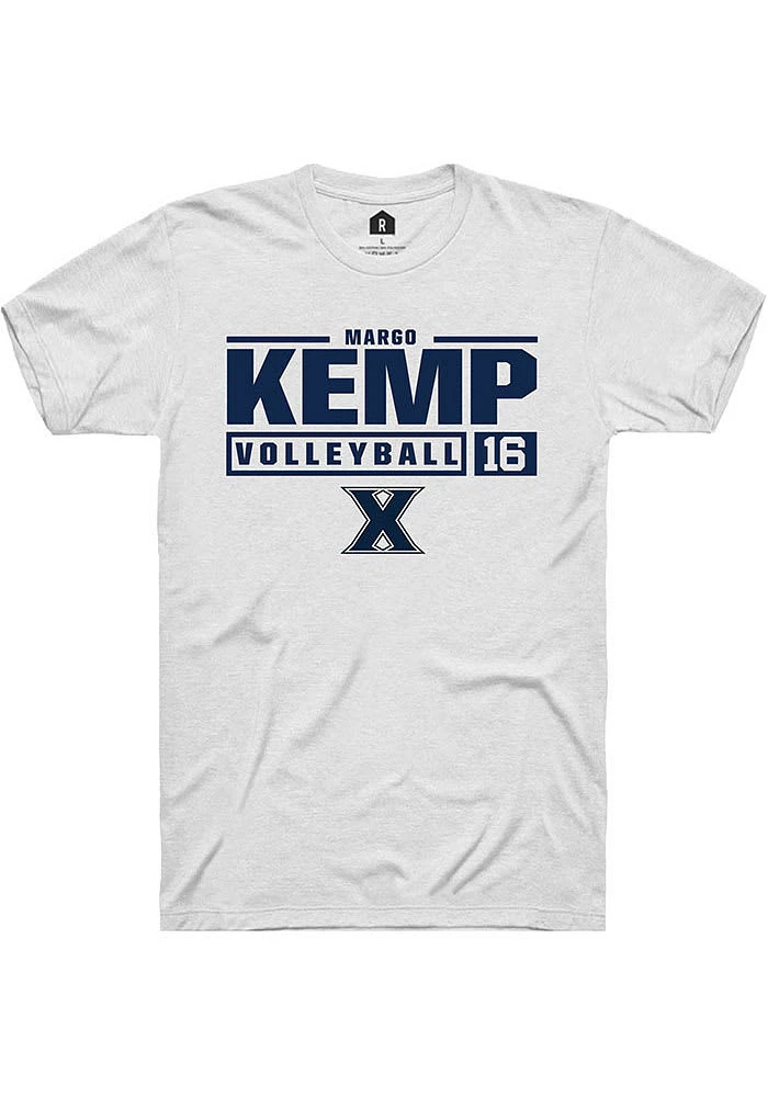 Margo Kemp Xavier Musketeers White Rally NIL Stacked Box Short Sleeve T Shirt