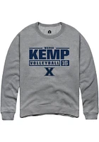 Margo Kemp  Rally Xavier Musketeers Mens Graphite NIL Stacked Box Long Sleeve Crew Sweatshirt