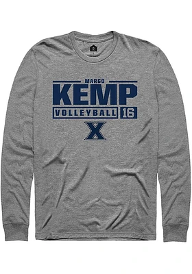 Margo Kemp  Xavier Musketeers Graphite Rally NIL Stacked Box Long Sleeve T Shirt