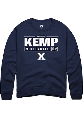 Margo Kemp  Rally Xavier Musketeers Mens Navy Blue NIL Stacked Box Long Sleeve Crew Sweatshirt