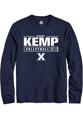 Margo Kemp  Xavier Musketeers Navy Blue Rally NIL Stacked Box Long Sleeve T Shirt