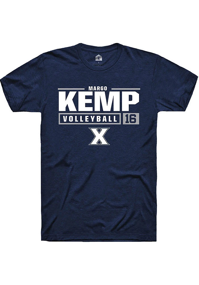 Margo Kemp Xavier Musketeers Navy Blue Rally NIL Stacked Box Short Sleeve T Shirt