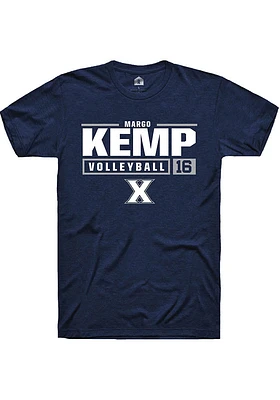 Margo Kemp  Xavier Musketeers Navy Blue Rally NIL Stacked Box Short Sleeve T Shirt
