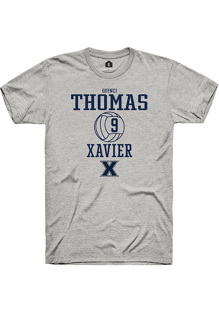 Quinci Thomas  Xavier Musketeers Ash Rally NIL Sport Icon Short Sleeve T Shirt