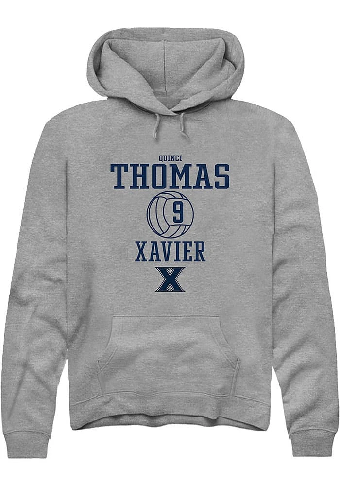 Quinci Thomas  Rally Xavier Musketeers Mens Graphite NIL Sport Icon Long Sleeve Hoodie