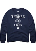 Quinci Thomas  Rally Xavier Musketeers Mens Navy Blue NIL Sport Icon Long Sleeve Crew Sweatshirt