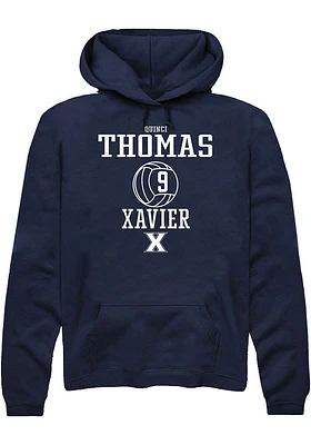 Quinci Thomas  Rally Xavier Musketeers Mens Navy Blue NIL Sport Icon Long Sleeve Hoodie