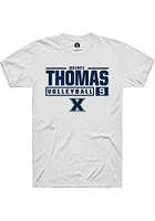 Quinci Thomas  Xavier Musketeers White Rally NIL Stacked Box Short Sleeve T Shirt