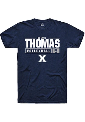 Quinci Thomas  Xavier Musketeers Navy Blue Rally NIL Stacked Box Short Sleeve T Shirt