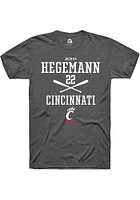 Joshua Hegemann  Cincinnati Bearcats Dark Grey Rally NIL Sport Icon Short Sleeve T Shirt