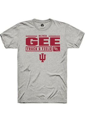 Olivia Gee  Indiana Hoosiers Ash Rally NIL Stacked Box Short Sleeve T Shirt