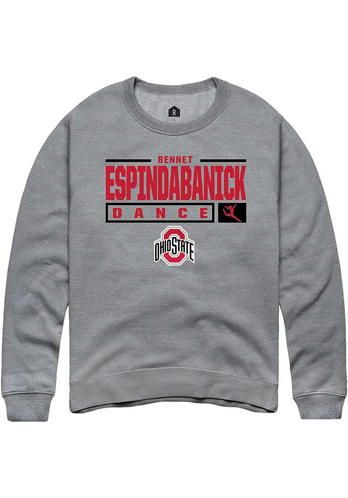 Bennet EspindaBanick  Rally Ohio State Buckeyes Mens Graphite NIL Stacked Box Long Sleeve Crew Swe..