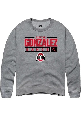 Berlynn Gonzalez  Rally Ohio State Buckeyes Mens Grey NIL Stacked Box Long Sleeve Crew Sweatshir..