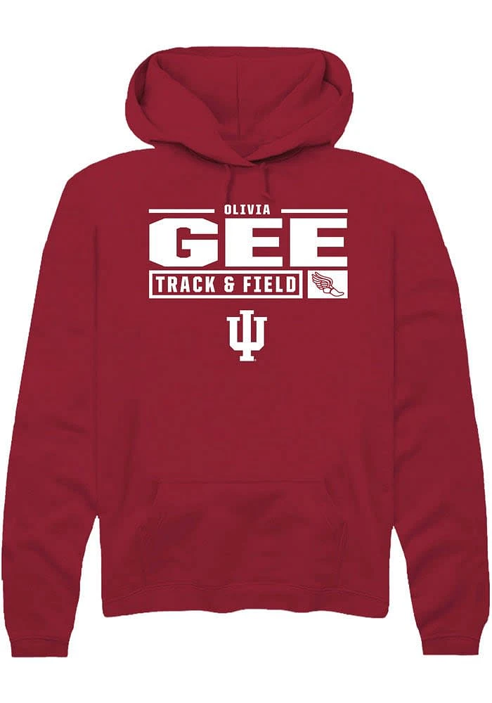 Olivia Gee Rally Indiana Hoosiers Mens Red NIL Stacked Box Long Sleeve Hoodie
