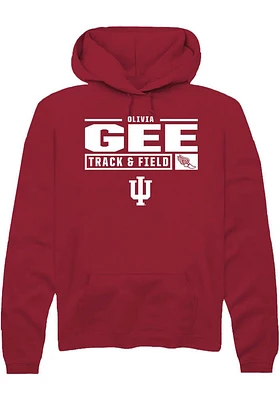 Olivia Gee  Rally Indiana Hoosiers Mens Red NIL Stacked Box Long Sleeve Hoodie