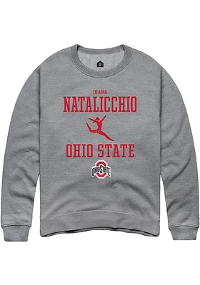 Diana Natalicchio  Rally Ohio State Buckeyes Mens Grey NIL Sport Icon Long Sleeve Crew Sweatshir..