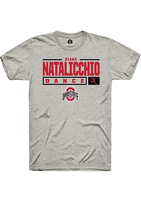 Diana Natalicchio  Ohio State Buckeyes Ash Rally NIL Stacked Box Short Sleeve T Shirt