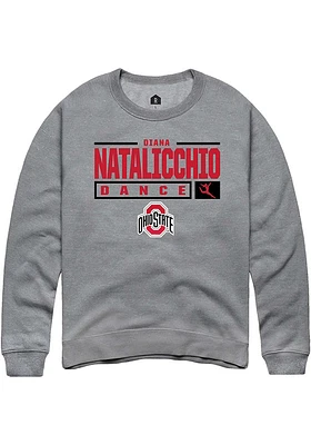 Diana Natalicchio  Rally Ohio State Buckeyes Mens Grey NIL Stacked Box Long Sleeve Crew Sweatshi..