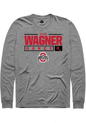 Ellie Wagner  Ohio State Buckeyes Graphite Rally NIL Stacked Box Long Sleeve T Shirt