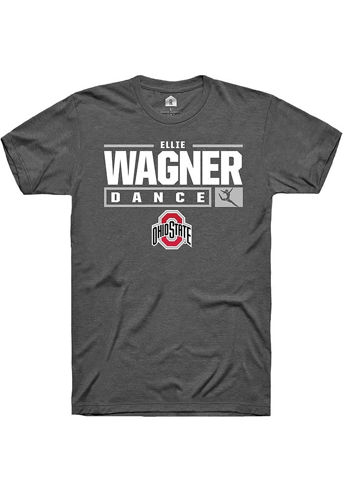 Ellie Wagner  Ohio State Buckeyes Dark Grey Rally NIL Stacked Box Short Sleeve T Shirt