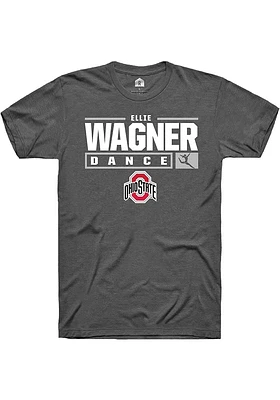 Ellie Wagner  Ohio State Buckeyes Dark Grey Rally NIL Stacked Box Short Sleeve T Shirt