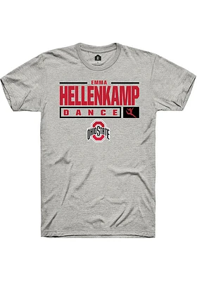 Emma Hellenkamp  Ohio State Buckeyes Ash Rally NIL Stacked Box Short Sleeve T Shirt