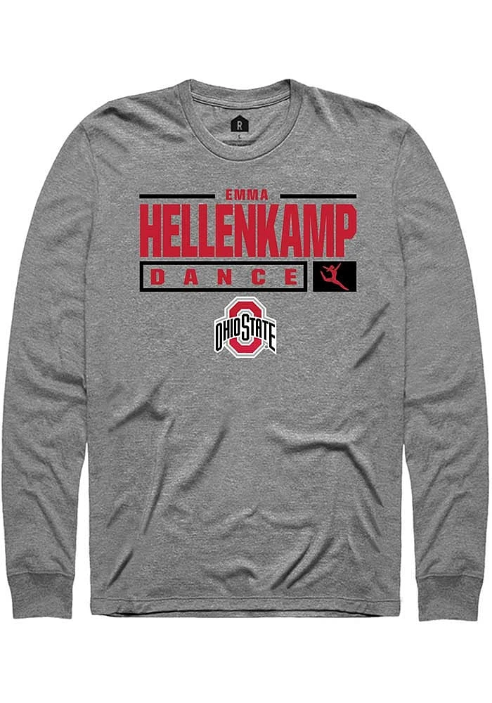 Emma Hellenkamp  Ohio State Buckeyes Graphite Rally NIL Stacked Box Long Sleeve T Shirt