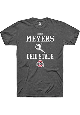 Hailey Meyers  Ohio State Buckeyes Dark Grey Rally NIL Sport Icon Short Sleeve T Shirt