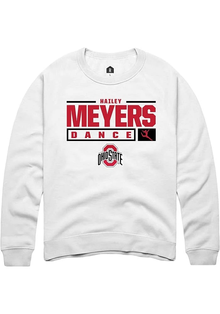 Hailey Meyers Rally Ohio State Buckeyes Mens NIL Stacked Box Long Sleeve Crew Sweatshirt