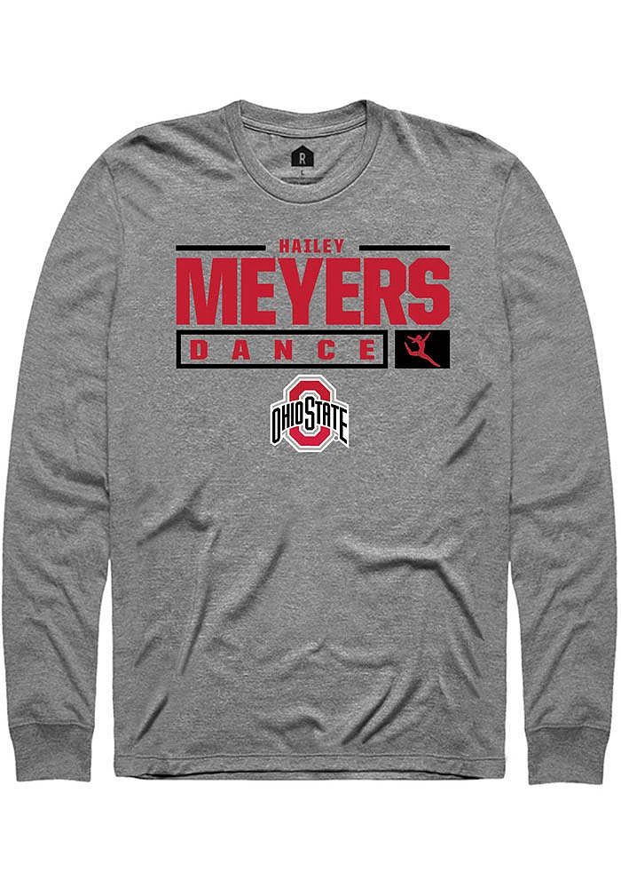 Hailey Meyers  Ohio State Buckeyes Graphite Rally NIL Stacked Box Long Sleeve T Shirt