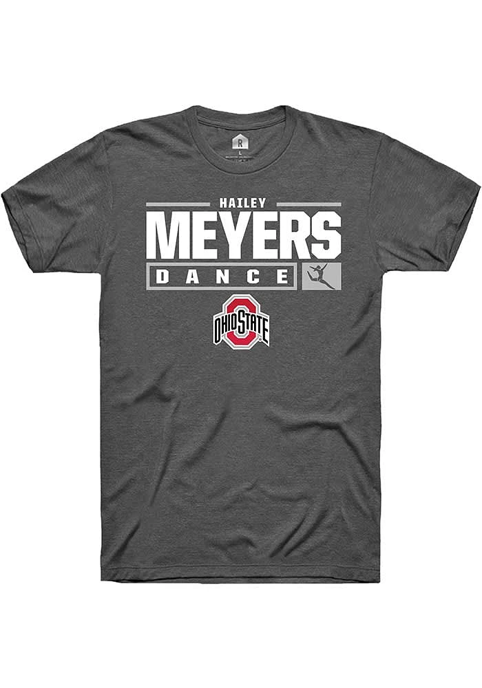 Hailey Meyers  Ohio State Buckeyes Dark Grey Rally NIL Stacked Box Short Sleeve T Shirt