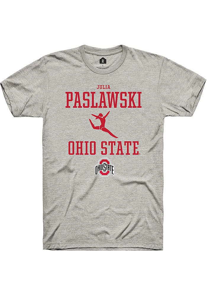 Julia Paslawski  Ohio State Buckeyes Ash Rally NIL Sport Icon Short Sleeve T Shirt