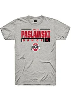 Julia Paslawski  Ohio State Buckeyes Ash Rally NIL Stacked Box Short Sleeve T Shirt