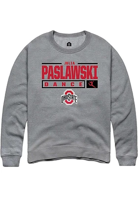 Julia Paslawski  Rally Ohio State Buckeyes Mens Graphite NIL Stacked Box Long Sleeve Crew Sweatshi..