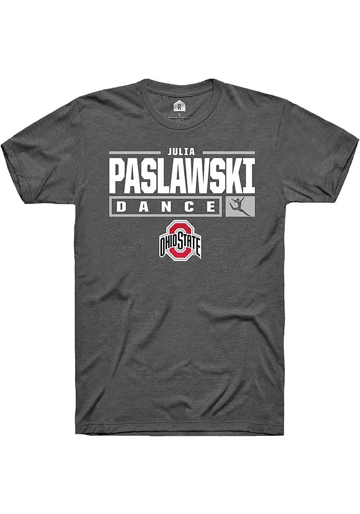 Julia Paslawski  Ohio State Buckeyes Dark Grey Rally NIL Stacked Box Short Sleeve T Shirt