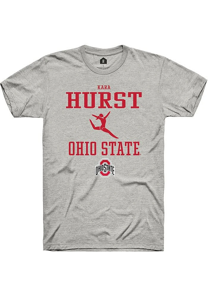 Kara Hurst  Ohio State Buckeyes Ash Rally NIL Sport Icon Short Sleeve T Shirt