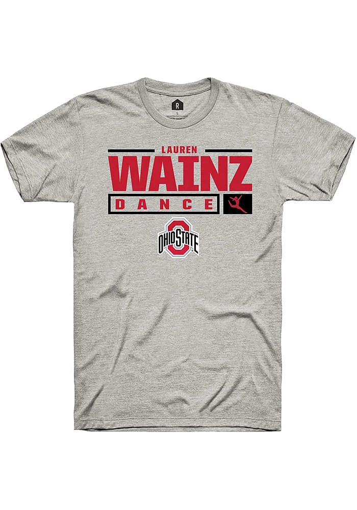 Lauren Wainz  Ohio State Buckeyes Ash Rally NIL Stacked Box Short Sleeve T Shirt