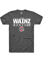 Lauren Wainz  Ohio State Buckeyes Dark Grey Rally NIL Stacked Box Short Sleeve T Shirt